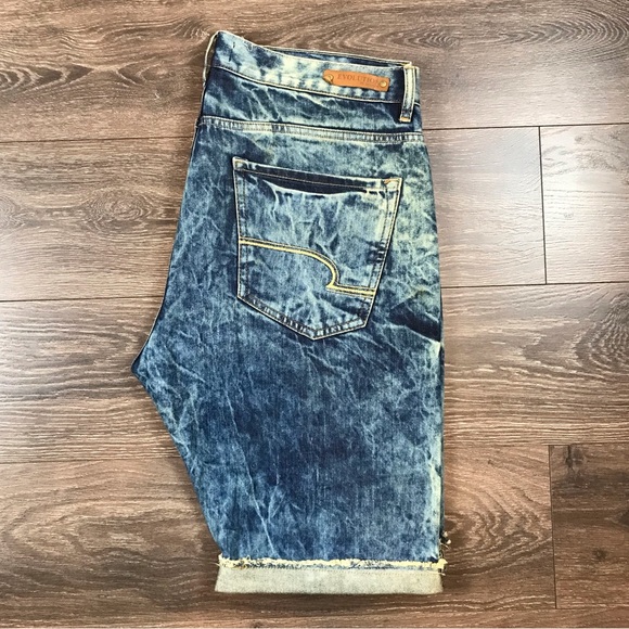 Evolution In Design Men’s Blue Stone Wash Tiger Stripes Long Denim Shorts Sz 40 - Picture 5 of 8